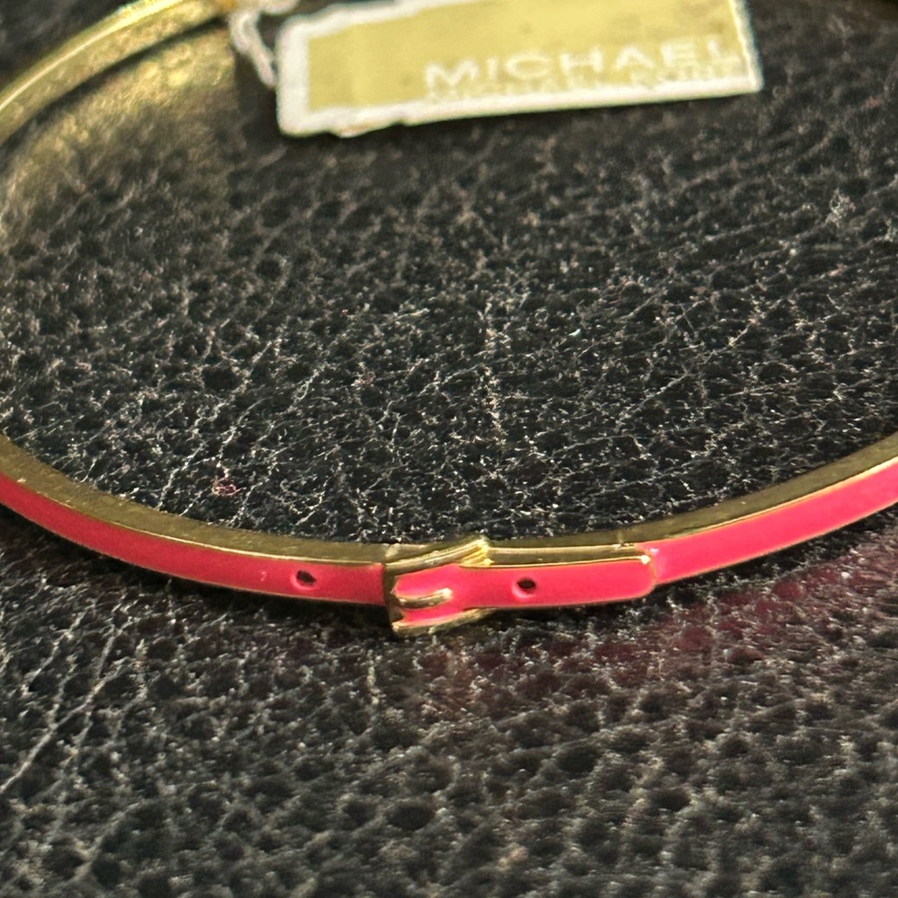 Michael Kors Pink Enamel and Gold Buckle Design Bracelet - Picture 14 of 16